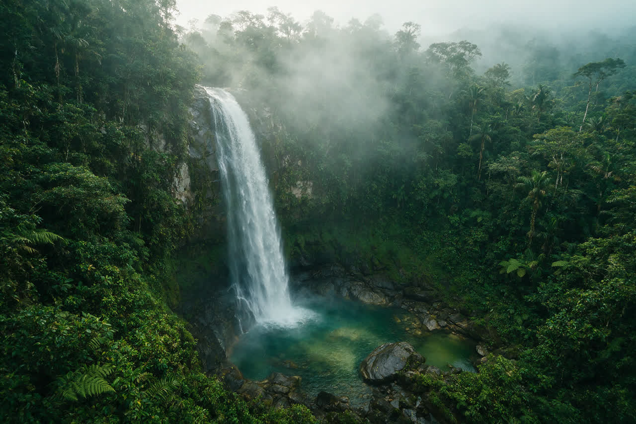 Cascada entre la selva